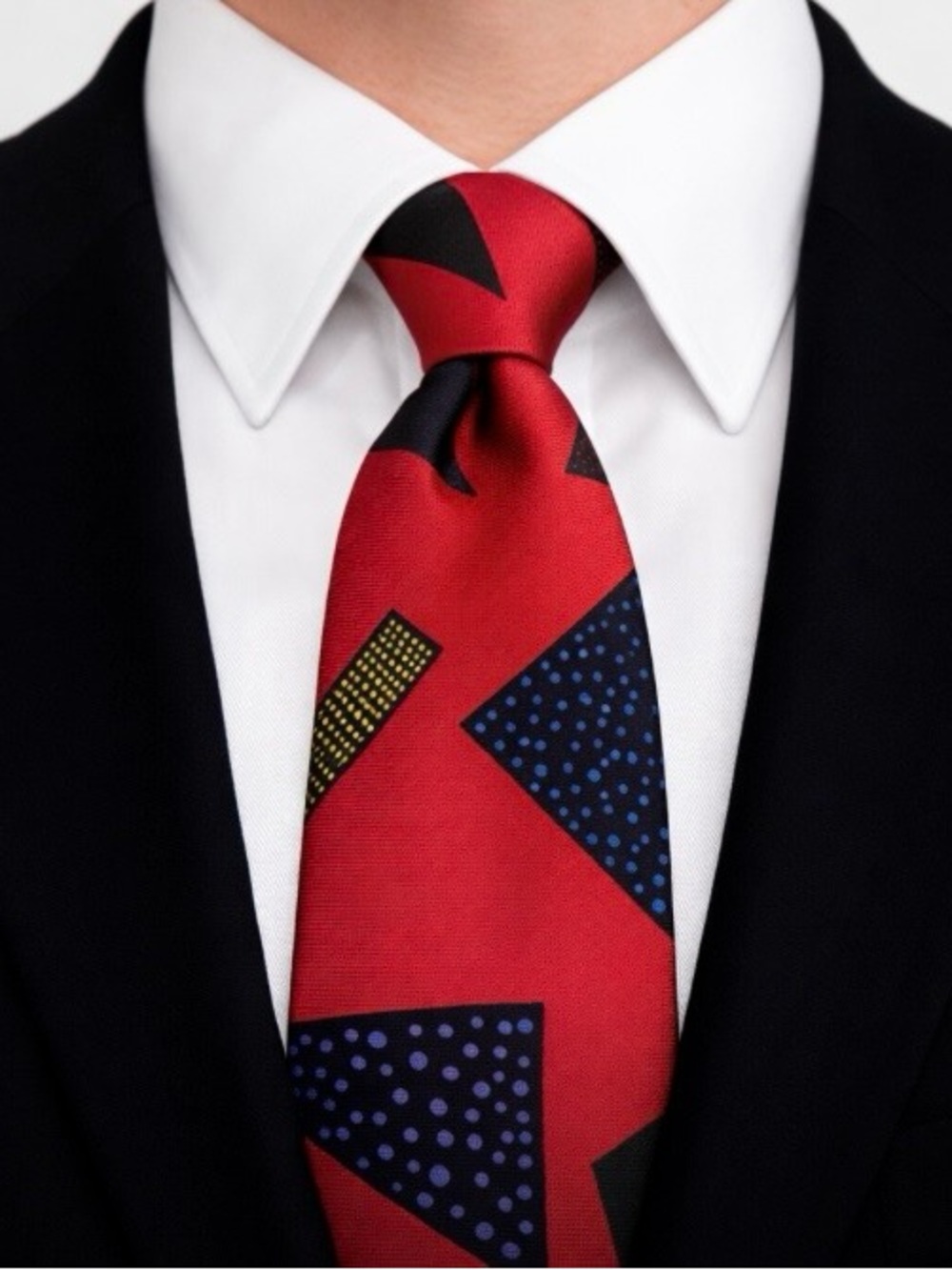 Nadia Roden 100% Silk Handmade Tie Pink Black Geometric Abstract Polka Dot Retro
